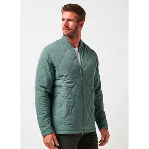 New Travis Mathew Quilted Jacket Full Zip Olive Green Come What May Golf Men XL